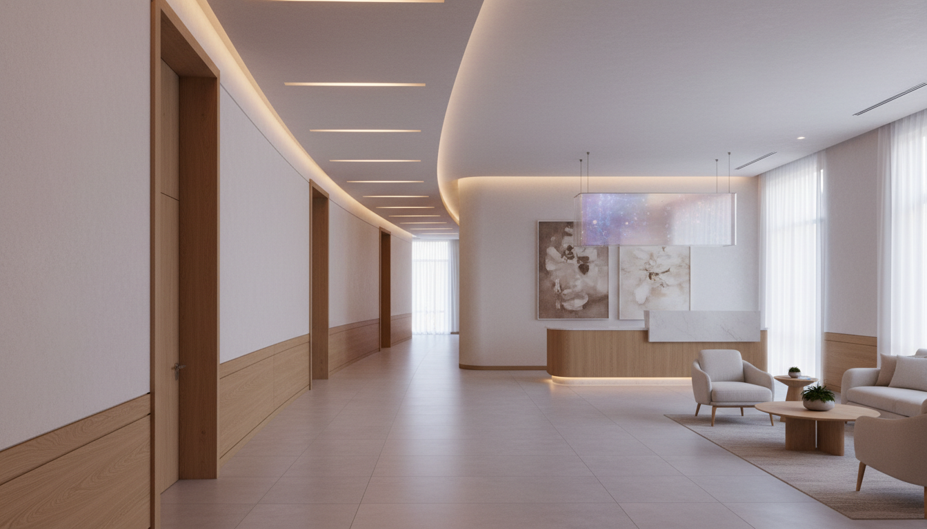 Elegant med spa interior with soft lighting